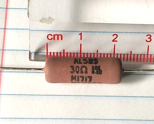 1 pc, 30 ohms, 5W ±1%, axial power resistor. Moisture Resistant, Wirewound