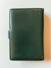 Gold Pfeil Organizer Wallet Notebook Filofax Pocket Size Green Leather/ Krause