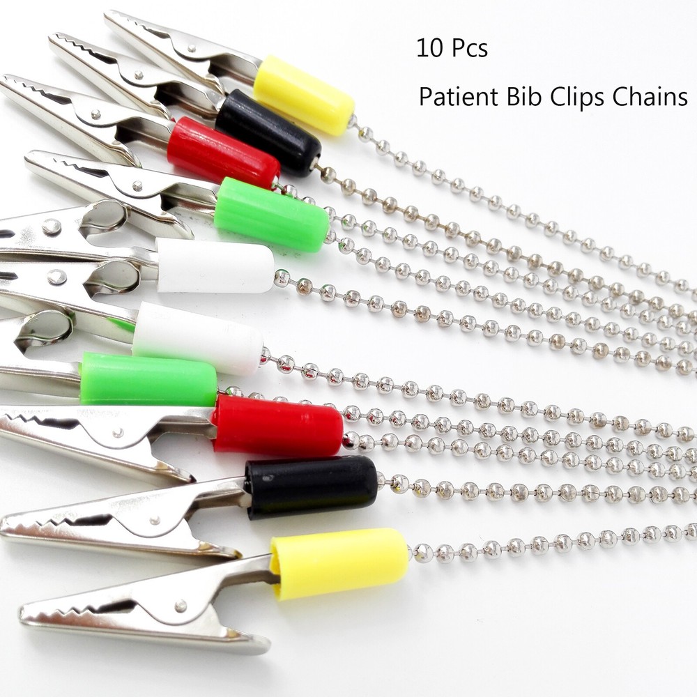 10 Pack Patient Bib Clips Chains Napkin Holder Assorted Dental Tattoo Medical