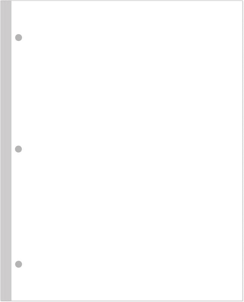 A4 Blank Filler Paper, 3-Hole Blank Paper, 100Sheets / 200Pages Loose-Leaf Paper