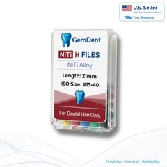 GemDent NiTi H Files Hedstrom Flexible Endo Root Canal Hand Files 21/25mm #15-40