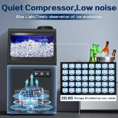 Commercial Ice Maker Machine 110LBS/24H Stainless Steel for Home Bar