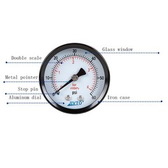 General Dry Pressure Gauge, 1.5″ Dia, 0-60 psi, 1/8 NPT Back Mount ( pack of 1)