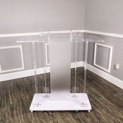Lighted Clear Acrylic Led Podium Pulpit Wood Lectern Churches Synagogue Temple