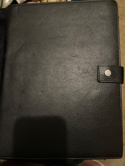 Shinola Lux Leather (Black) Notebook/Portfolio, Magnetic Closure, Pen Loop