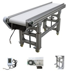 Electric 59×11.8in Food Grade PU Belt Conveyor 110V Speed&Height Adjustable 120W