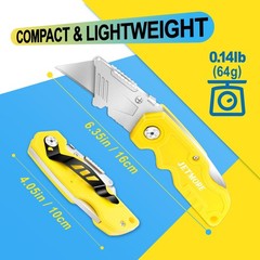 Folding Utility Knife 4 Pcs Color Box Cutter SK5 Blades Craft Paper Cardboard Op