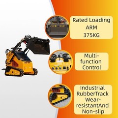 New 24HP Mini Skid Steer Loader 4-in-1 Bucket 3-Stage Pump Hydraulic System
