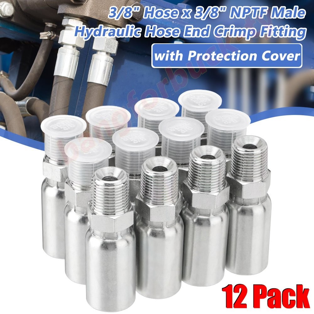 12Pack 3/8″ I.D. Hose x 3/8″ NPTF Male Hydraulic Hose End Swivel Crimp Fitting