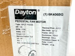 New Dayton 6K406BG Fan Motor 1/4HP 1725RPM 115V 1PH