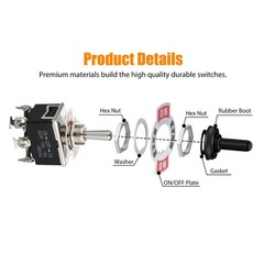 2X Toggle Switch ON/OFF/ON Heavy Duty 15A 380V DPDT 6 Terminal w/Waterproof Boot