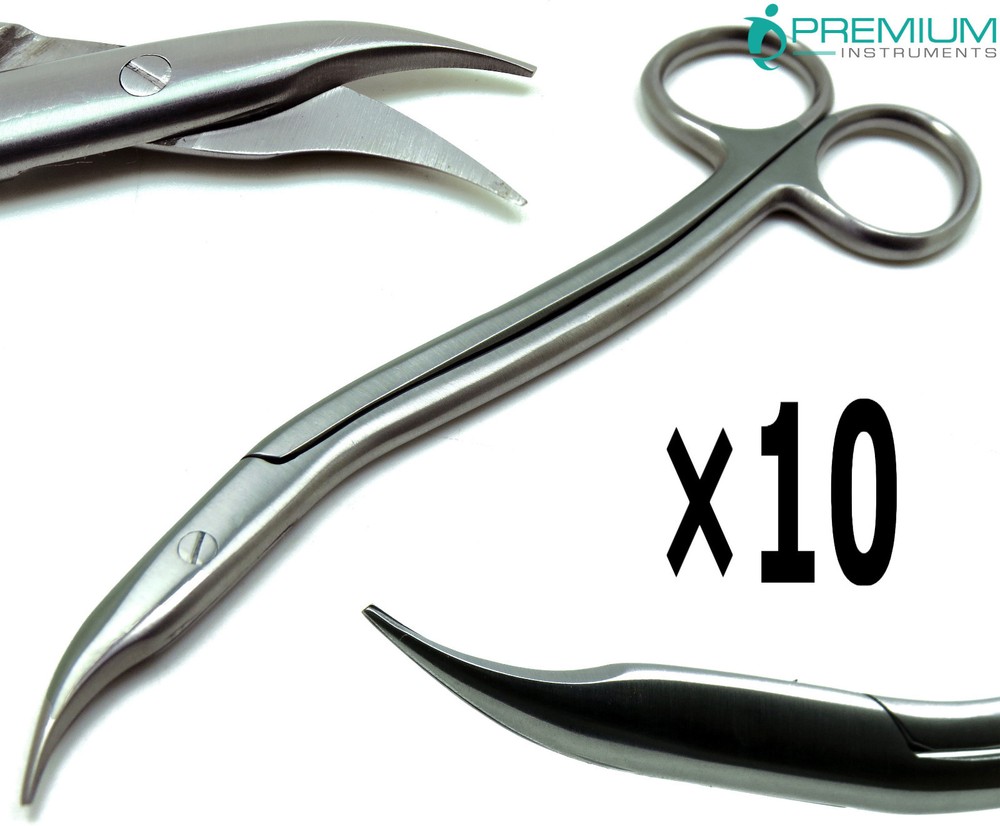 10 Pcs Heath Scissors S-Shaped 6″ Curved Tip 1.5″ Surgical Medical Instruments
