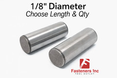 1/8″ Dowel Pins Thru Hardened Alloy Plain (Choose Length & Quantity)
