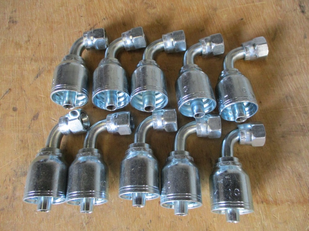 10‑Pack Koman 6‑8FJX90 Hydraulic Hose Fittings – JIC 37° Female Swivel 90°