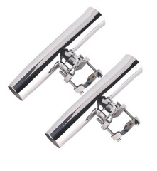 2PCS Stainless Tournament Style Clamp on Fishing Rod Holder for Rails 1-1/4″ …