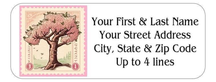 150 Cherry Blossom Tree StampMailing Return Address Labels Personalized