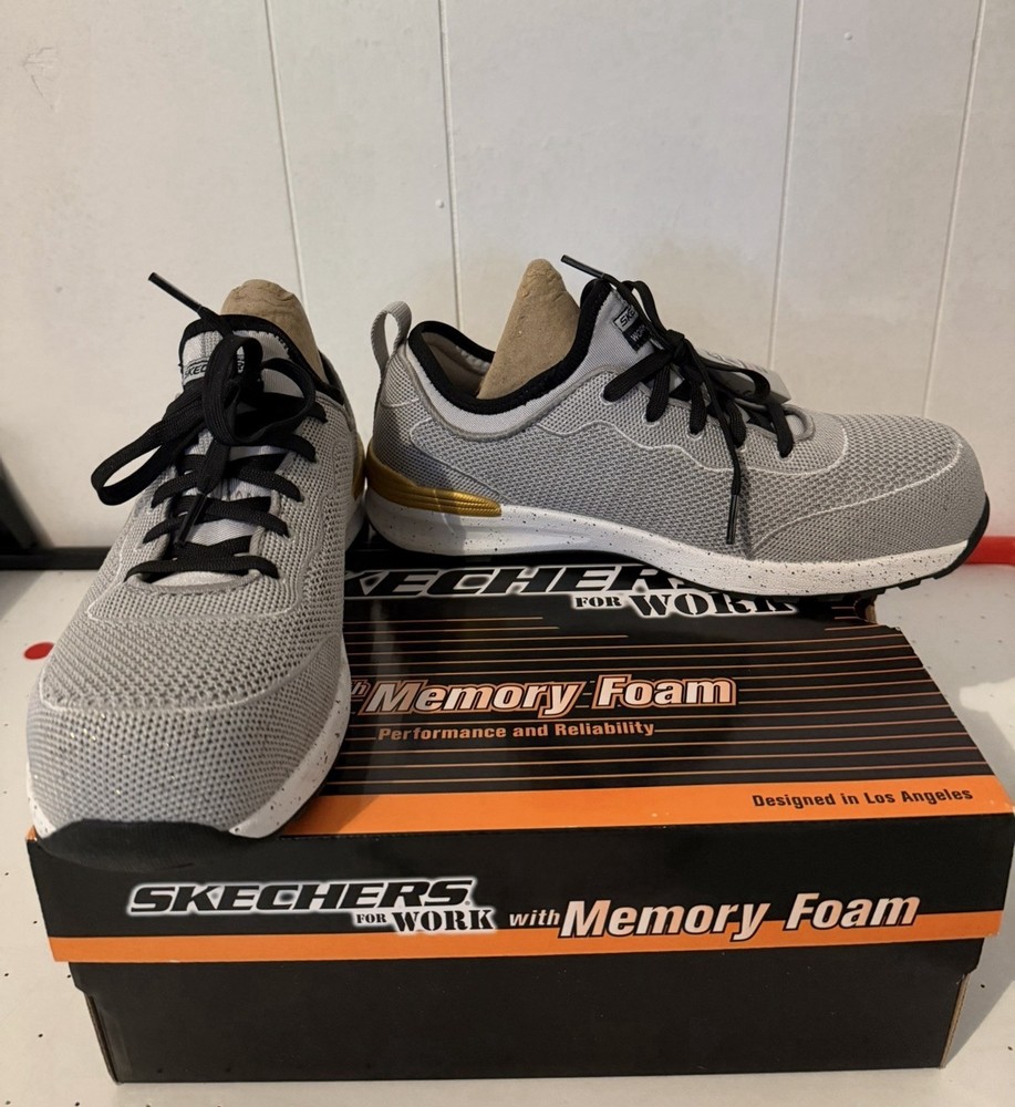 SKECHERS Work Memory Foam Composite Toe Safety Shoes Gray/Black 8M 108033