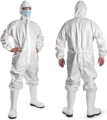 Disposable Microporous Coated Coverall Suit with Elastic Wrists, Elastic Ankl…