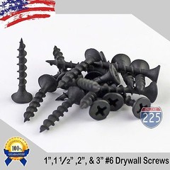 #6 Black Drywall Coarse Thread Screws (1″, 1 1/2″, 2″, 3″) Phillips Bugle-Head