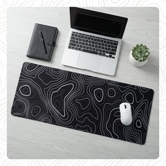 Cptoion Black Topographic Mouse Pad, Extended 31.5L x 11.8W inches,