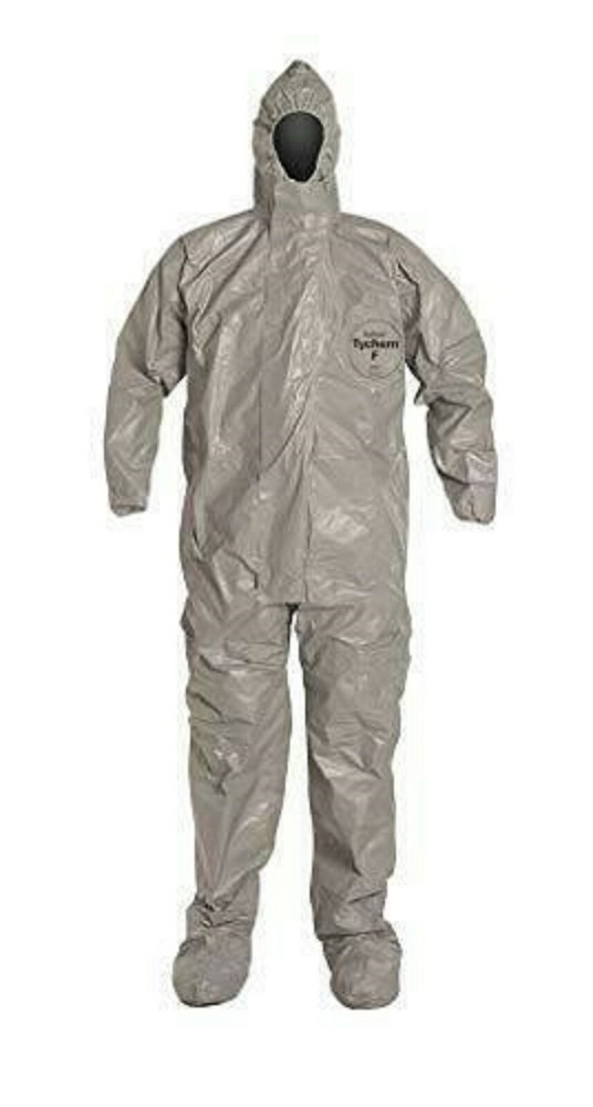 DuPont Tychem F 6000 Hazmat Coveralls Respirator Fit Hood Attached Boots +BONUS