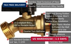 RBS005 Brass Water Container/Rain Barrel Quarter Turn Spigot(LF Compliant, For O
