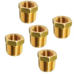 5 Pieces Hex Bushing Brass Reducer 1/2″ to 1/4″ NPT Pipe Fitting Male Female