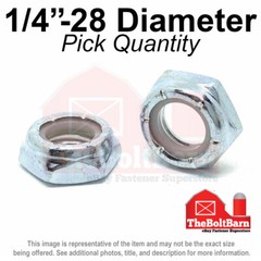 1/4″-28 Grade A Nylon Insert Hex Jam Lock Nuts Zinc FINE Nylok (Pick Quantity)