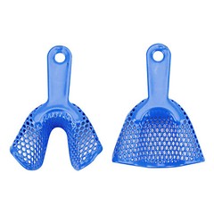 2Pcs Dental Plastic Steel Impression Trays Denture Upper & Lower Autoclavable