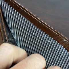 Vtg Wallet Bifold Brown Glove Cowhide Leather Striped Interior Accent Rips AS IS
