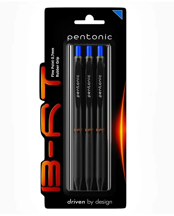 Pentonic B-RT 0.7mm Retractable Blue Ink Ball Point Pen Blister Pack of 3 Pens