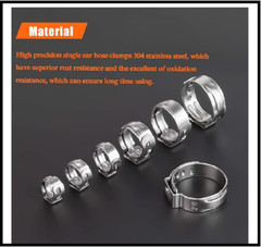 50 Pieces 10.3-12.8Mm 304 Stainless Steel Single Ear Hose Clamps