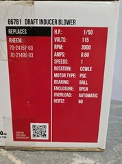 Packard 66781 Rheem Replacement Draft Inducer Blower Motor 115V 0.6 Amp