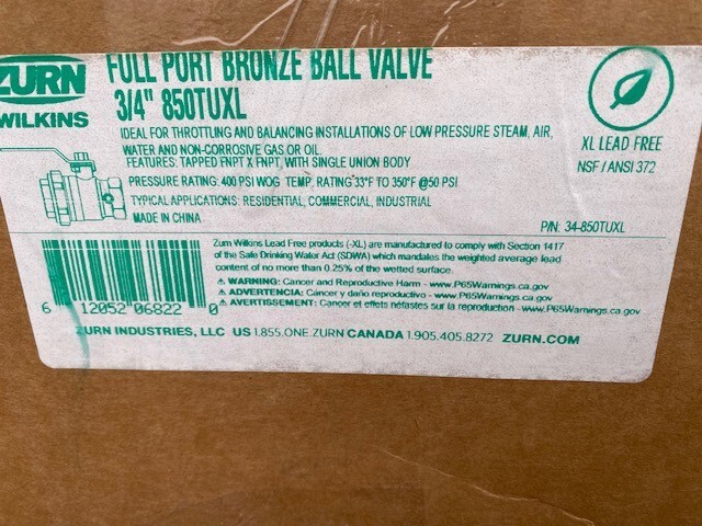 ZURN 34-850TUXL FULL PORT BRONZE BALL VALVE (NEW)