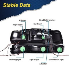 LED DRL Headlight 99-2006 Chevy Silverado Suburban Tahoe 1500 2500 Clear Chrome