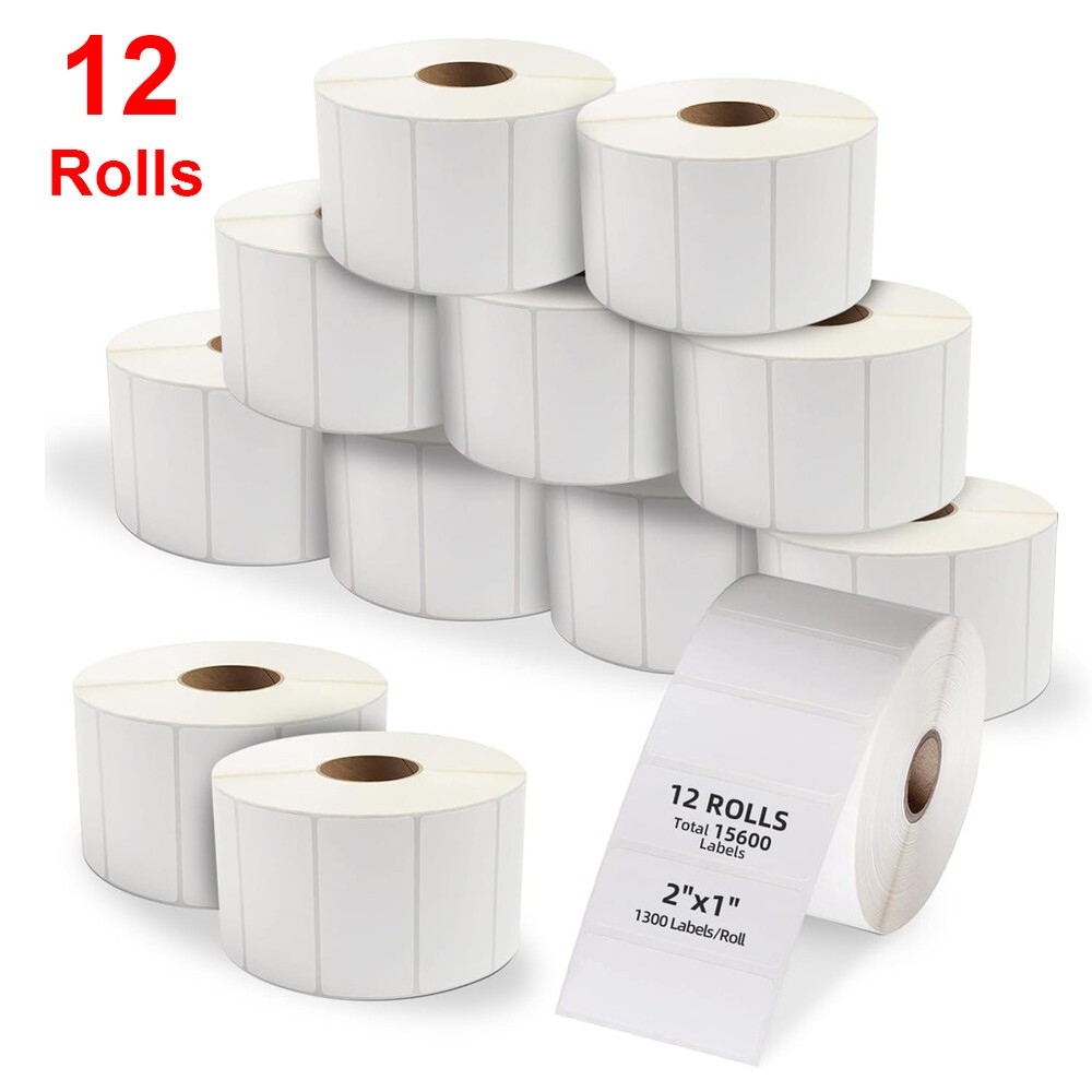 12 Rolls 2″x1″ Direct Thermal Shipping Labels for Zebra Eltron & Rollo 1300/Roll