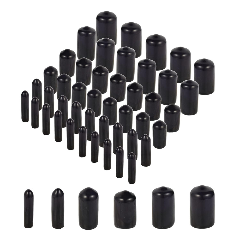 60 Pcs round Rubber End Caps Vinyl Cover Screw Thread Protectors Assortment Kit