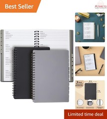 Password Book with Tabs 5×7 in 2-Pack Gray Black 80 Pages Spiral-Bound