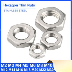 M2M3M4M5M6M8M10M12M14M16M18M20M22M30 HEXAGON THIN HALF LOCK NUTS STAINLESS STEEL