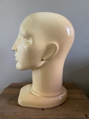 Vintage Plastic Abstract Adult Unisex Mannequin Heads Pair