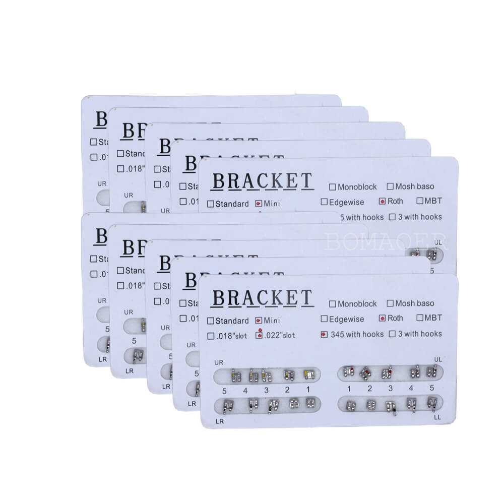 10kits dental orthodontic mental bracket brace mini roth 022 345 hooks 20pcs/kit