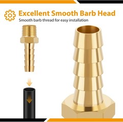 KOOTANS 4pcs Brass Hose Barb Fittings 5/16″ Hose Barb to 1/4 NPT Male Thread Air