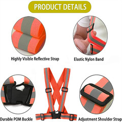 2PCS Safety Vest with High Visibility Reflective Belt Stripe Security Adjustable