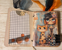 Junk Journal Handmade Booklet Book Vintage “Cats and Girls” Pockets, Ephemera