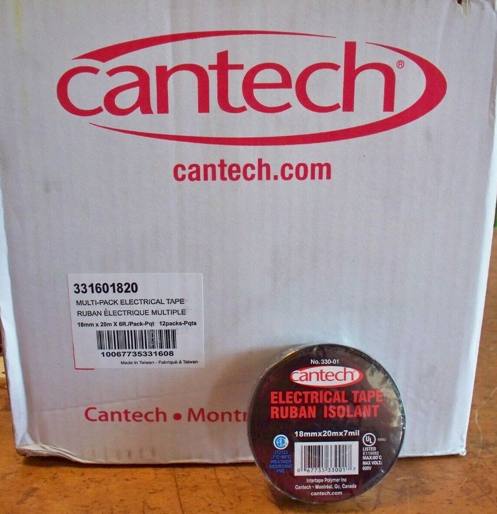 Cantech 330-01 3/4″ x 65ft UL Electrical Tape 72 Pack Set Lot Bulk