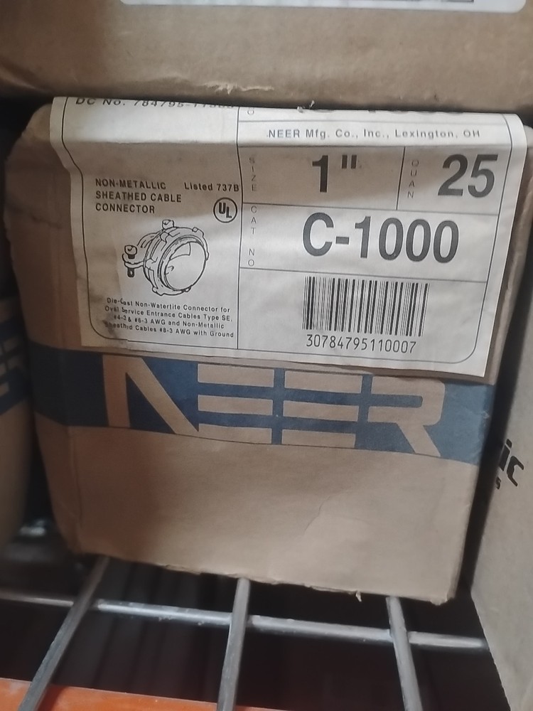 (25) NEER C-1000 1″ Non-Metallic Sheathed Cable Connector. New