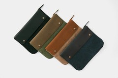 Traveler’s Company TF Canvas Pouch M Blue Cotton Leather Made in Thailand