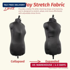Dritz Dress Form Cover, Medium, Black, 100% Polyester 4-Way Stretch Fabric, Prot