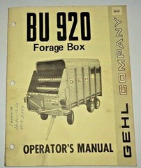 Gehl BU 920 Forage Box Operators Owners Maintenance Manual Original! 8/76