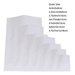 Many Sizes for Matte White Flat Foil Mylar Heat-Sealable Open Top Pouch Bag W02